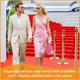 thumbnail image 3 of Crowd Control Stanchion Barrier Set Available in 8 Pack or 12 Pack, Gold Finish Posts with 5 Foot Red Velvet Ropes, Red Carpet Stanchions for Wedding, Party, Banquet and Trade Show Exhibition, 3 of 6