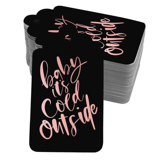 Inkdotpot Baby It's Cold Outside Baby Shower Bottle Tag Real Rose Gold Foil Favor Hang Tags 100 Pcs