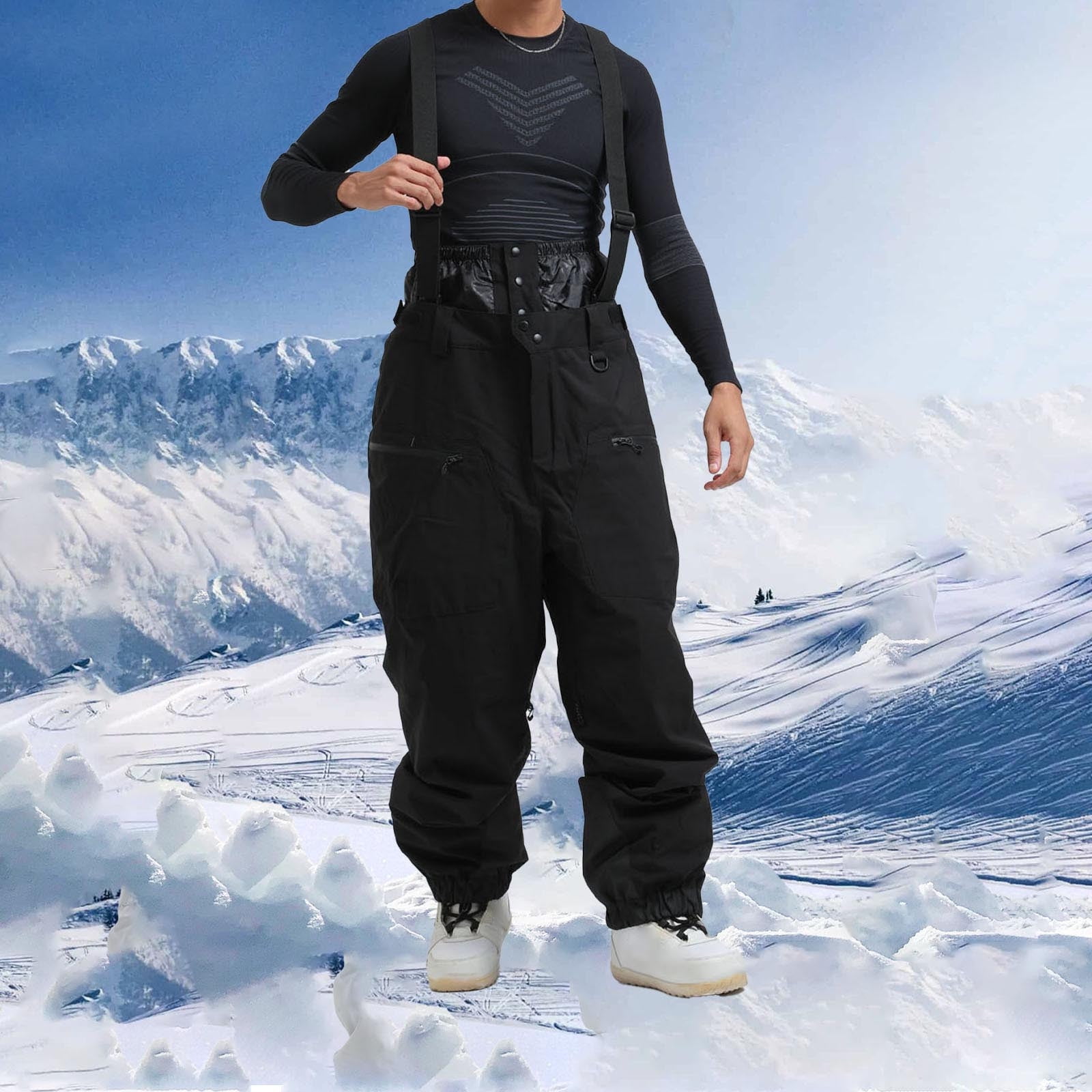 Men Snow Bibs , Women Baggy Ski Pants Snowboard Overall Insulated