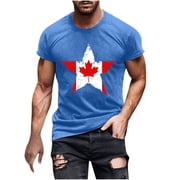 Amzcrzy Men's T-Shirts M-3XL Fashion Maple Leaf Print Canada Day Tee Casual Short Sleeve Round Neck T Shirts for Man Summer Comfortable Mens Cotton T Shirts