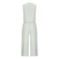thumbnail image 4 of Mikilon Ensemble Élégant pour Femmes 2 Pcs Col Rond Sans Manches Shorts Haut Plus Pantalon Large Coton et Lin Col Rond Sans Manches Shorts, Pantalons Jambes Élargis, Ensemble Pantalon Long Gris m, 4 of 6