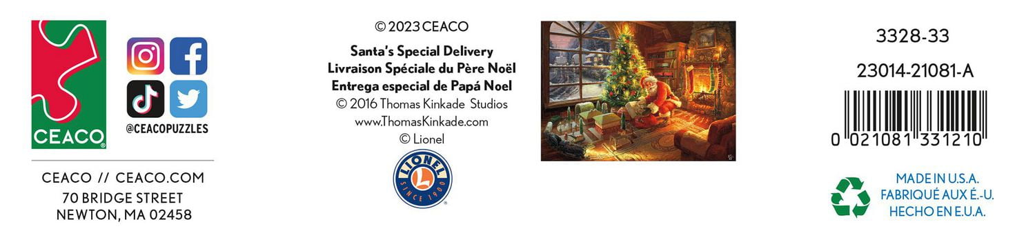 Puzzle à assembler de 1000 pièces Ceaco Thomas Kinkade Livraison spéciale du Père Noël pour adultes à partir de 14 ans+