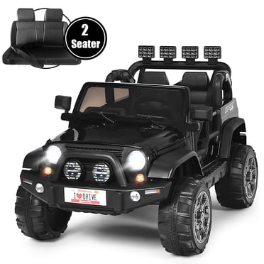 Costway 12V Kids Ride On Car 2 Seater Truck RC Electric Vehicles w/ Storage Room Black