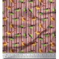 thumbnail image 1 of Soimoi Poly Georgette Fabric Stripe & Sparrow Bird Print Sewing Fabric Yard 52 Inch Wide, 1 of 3