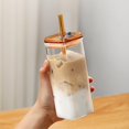 thumbnail image 2 of VogueV Lidded Glass Tumbler with Straw - Heat-Resistant Reusable Drinkware F, 2 of 8