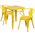thumbnail image 1 of Flash Furniture Set de Restauration Bistro en Métal Carré 3 Pièces en Jaune, 1 of 9