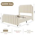 thumbnail image 2 of Bingirl Queen Size Platform Bed Frame with Vertical Channel-Tufted Headboard, Footboard, Nailhead Trim - No Box Spring Needed, Cream, 2 of 10