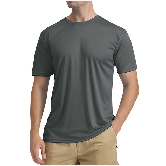 Shirts for Men, Mens Summer Solid Color Sunscreen Is Lightweight Breathable and Solid Color Short Sleeve Shirts