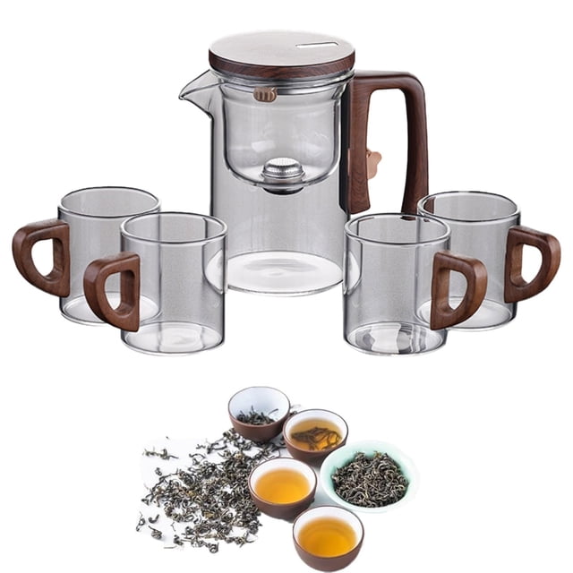Huayishang Glass&Bottle Water Separation Glass Teapot With Wooden Handle Teapot Glass Teapot With Infuser Magical Teapot Glass Glass Teapot With Strainer Filter Teapot With Infusers