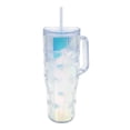 thumbnail image 4 of Mainstays 30oz Arch Textured Plastic Double-Wall Straw Tumbler with Handle, Cashmere Blue Iridescent, 4 of 6