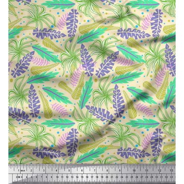 Soimoi Moss Georgette Fabric Dot & Leaves Artistic Decor Fabric Printed Yard 42 Inch Wide