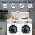 thumbnail image 2 of 2-Tier Waterproof Wood Washer and Dryer Countertop Shelf - 54x27.5" Laundry Organizer with Raised Edge Rails, Non-Slip Pads, Large Storage for Laundry Room - White, 2 of 8