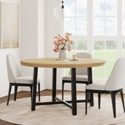 EDTara 47" Round Dining Table for 4, Wooden Circular Table with Metal Frame for Dining Room, Kitchen & Apartment (Chairs Not Included)