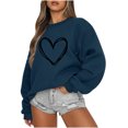 thumbnail image 1 of Rbaofujie Chandails d'Automne pour Femmes Mode Chandail Décontracté à Manches Longues à Col Rond Imprimé pour Femme Hauts Blouse Bleu Marine Chandails à Capuchon pour Femmes, 1 of 2