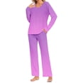 thumbnail image 2 of Sentmoon Ensemble de Détente pour Femmes 2 Pcs Col Ras du Cou Ensembles de Pyjamas pour Femmes Ample Robe de Nuit à Dégradé de Couleurs pour Femmes Douce et Confortable avec Poches pour des Nuits Douillettes à TTG, 2 of 7