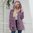 thumbnail image 4 of CEHVOM Femmes Dames Manteau Veste en Faux Pelage Uni Chaud d'Hiver à Col Rabattu, 4 of 8