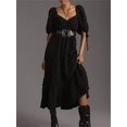 thumbnail image 2 of Gupgi Women's Puff Sleeve Midi Dress Solid Color Bubble Textured Smocked Sweetheart Neck Ruffled Flowy Dress, 2 of 7