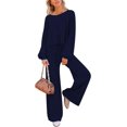 thumbnail image 1 of ORUYROP Ensemble de Pull 2 Pcs pour Femmes Haut Court à Manches Longues et Pantalon Large, 1 of 5