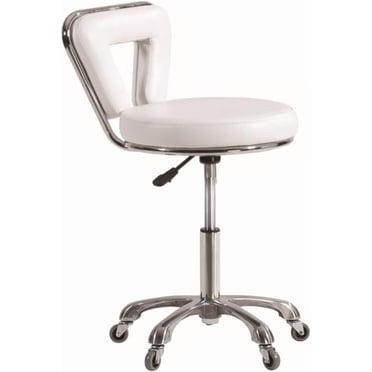 Gen'C Béauty Hydraulic Rolling Stool with Backrest White