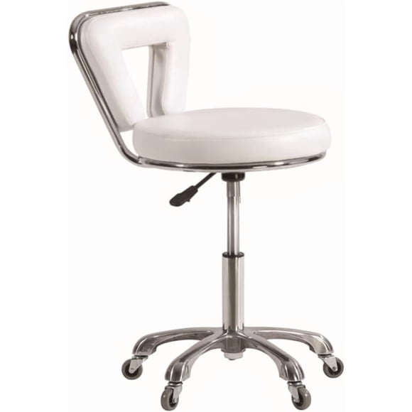 Gen'C Béauty Hydraulic Rolling Stool with Backrest White