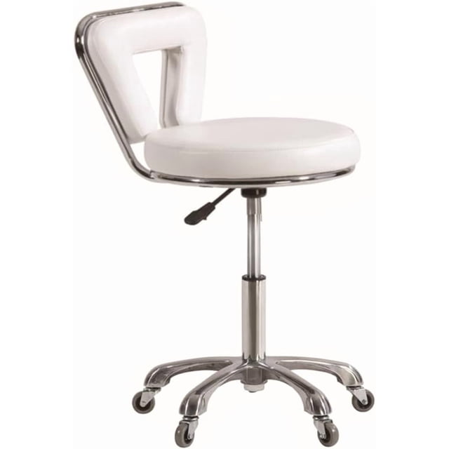 Gen'C Béauty Tabouret Roulant Hydraulique avec Dossier Blanc