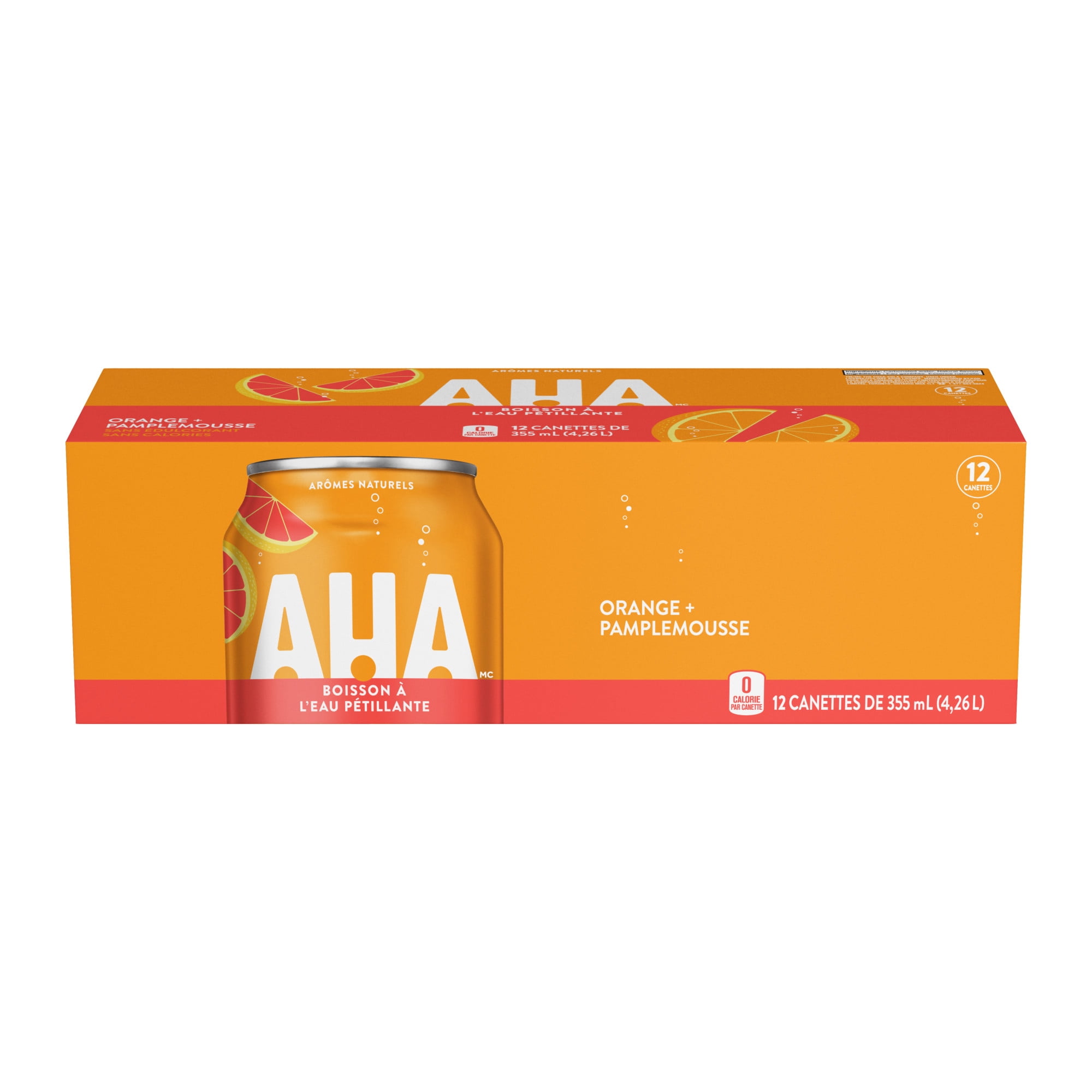 Aha Orange + Pamplemousse Fridge Pack Cannettes, 355 mL, 12 Pack