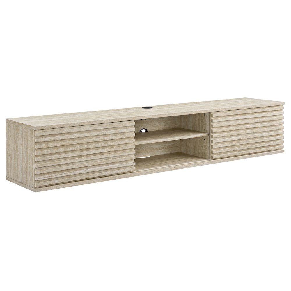 Render Wall-Mount Media Console TV Stand in Travertine