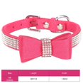 thumbnail image 4 of Rose Rouge TP 30x1.5cm Collier pour Chat en Microfibre Suédine Double Nœud Cristal Étincelant Strass Fourniture pour Animaux, 4 of 5