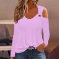thumbnail image 2 of Yuyuzo Womens Tunic Tops Cold Shoulder Long Sleeve Shirts Loose Solid Color Lightweight Tee Tops, 2 of 5