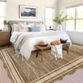 thumbnail image 3 of Scalloped Modern Abstract Area Rug 9x12 Large Washable Rug for Living Room, Non-Slip Soft Carpet for Bedroom, Scalloped Low-Pile Solid Print Accent Rug for Dining Room Home Office, Brown, 3 of 9