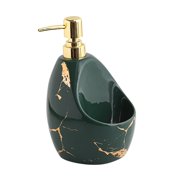 GROWTH TANK Soap Dispenser with Sponge Holder Ceramic Liquid Hand and DISH Soap 2 in 1 green