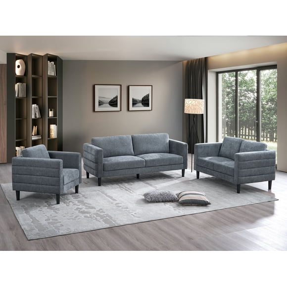 K-Living Brayden Chair In Charcoal Grey Fabric Upholstery
