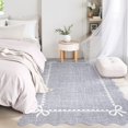 thumbnail image 2 of GlowSol 5'x7' Scalloped Bow Border Area Rug, Modern Solid Washable Rug with Non Slip TPR Backing, Stain Resistant Low Pile Indoor Carpet Mat for Bedroom Hallway Nursery Decor, Grey, 2 of 7