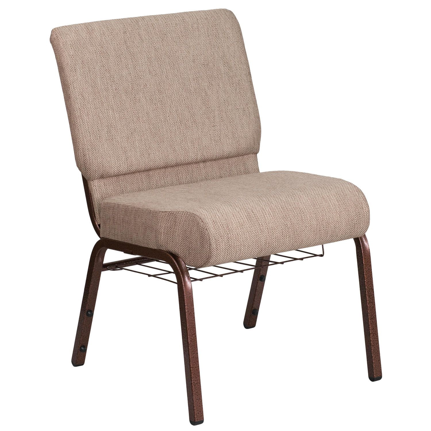 HERCULES Series 21''W Church Chair in Plum Fabric with Cup Book Rack - Gold Vein Frame