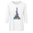 thumbnail image 4 of Pompotops T-shirt Ample Imprimé pour Femme Blouse à Manches 3/4 Col Rond Hauts Décontractés Liquidation, 4 of 4
