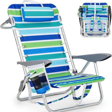Garvee Chaise de Plage Pliable pour Sac à Dos, Cadre en Aluminium avec Porte-Gobelet, Lot de 1