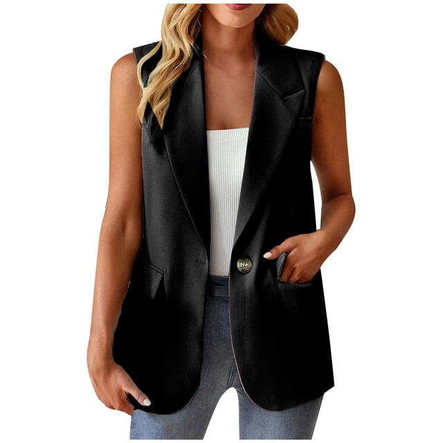 CEHVOM Veste Décontractée Sans Manches de Mode pour Femmes, Couleur, Petite Tailleur d'Affaires, Veste de Tailleur pour Femmes, Liquidation