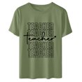 thumbnail image 4 of SMihono Hauts pour Femmes Été Chic Décontracté Mode pour Femmes Ample Col Rond Chandail à Enfiler de Base Fête des Enseignants Mignon Imprimé Manches Courtes Haut T-Shirt T-Shirt Oversize pour Femmes 2023, 4 of 7