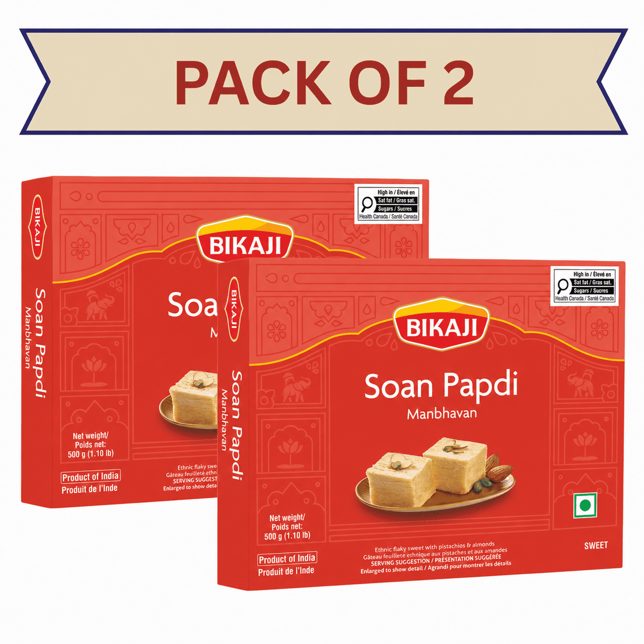 Bikaji Soan Papdi 500g, Pack Of 2, Indian Sweets