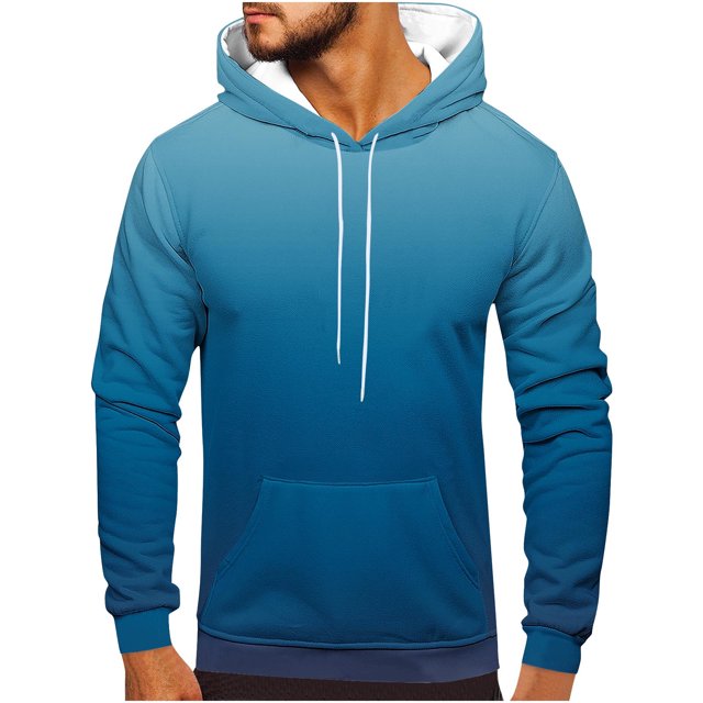 Rbaofujie Chandails à Manches Longues pour Hommes Hommes Décontracté Mode Col Rond Poches Imprimé Dégradé Chandail à Enfiler Hauts à Manches Longues Chandail à Capuche Chandails pour Hommes