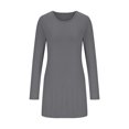 thumbnail image 4 of SROBPTY Longues Chandails à Manches pour Femmes, Mode pour Femmes à Manches Longues à Col Rond, Taille Pincée, Long Gris Foncé, S, 4 of 4
