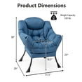 thumbnail image 3 of Costway Modern Polyester Fabric Lazy Chair Single Sofa Chair w/ Side Pocket Navy, 3 of 10