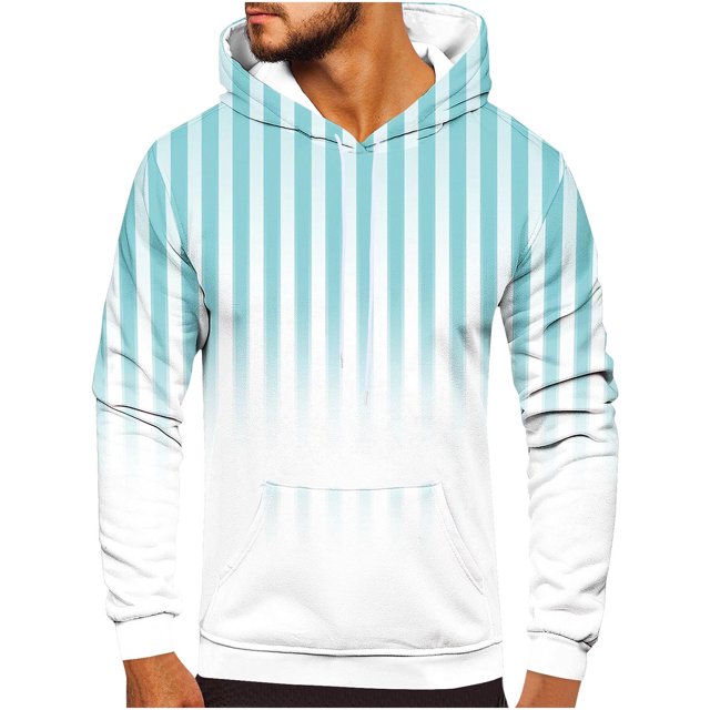 Rbaofujie Sweat à Capuche pour Hommes, Mode Décontractée, Col Rond, Poches, Imprimé Dégradé, Manches Longues