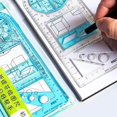 thumbnail image 3 of Multifunctional Geometric Ruler Supplies Office Mathematics and triangles, Drawing Template Blue Primary, 3 of 9