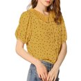 thumbnail image 5 of INSPIRE CHIC Women's Floral Puff Sleeves Pleated Collar Button Down Shirt, 5 of 5