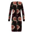 thumbnail image 3 of Ketyyh-chn99 Robes Formelles pour Femmes Robes de Soirée pour Mariage à Fleurs à Manches Mi-Longues Élégantes Robes de Soirée Formelles pour Cocktail Robe Maxi Rose,TG, 3 of 5