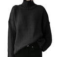 thumbnail image 3 of Mrat Chandails pour Femmes Unis à Manches Longues Chandail Cardigan Chandails Tendance pour Dames Chic Décontracté Col Roulé Chandail Décontracté Hauts Noir G, 3 of 6