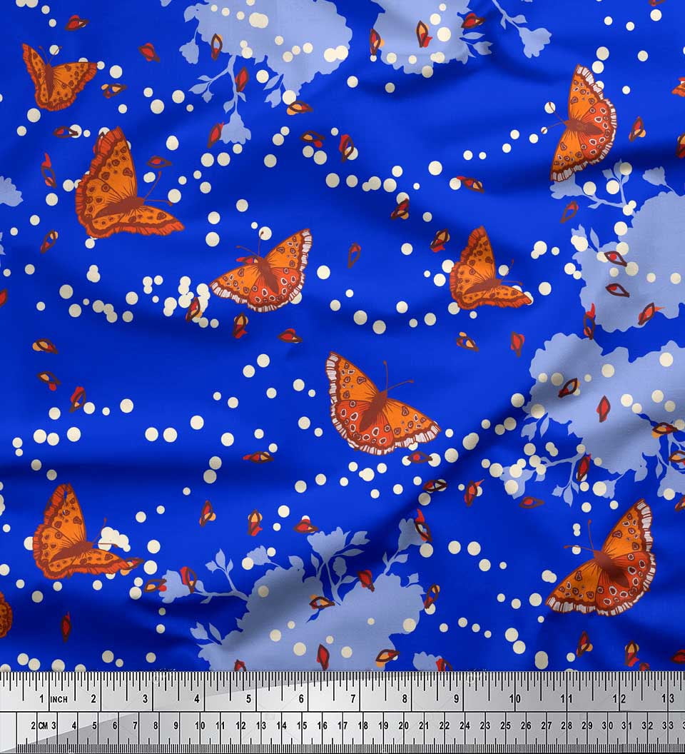 Soimoi polyester Crepe Fabric Dot,Floral & Butterfly Printed Craft Fabric by the Yard 42 Inch Wide