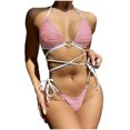 thumbnail image 1 of Qertyioot Women Bandeau Bandage Bikini Set Love Drawstring, 1 of 6