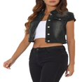 thumbnail image 4 of Allegra K Women‘s Summer Denim Jackets Button Down Short Sleeve Cropped Jean Jacket, 4 of 5